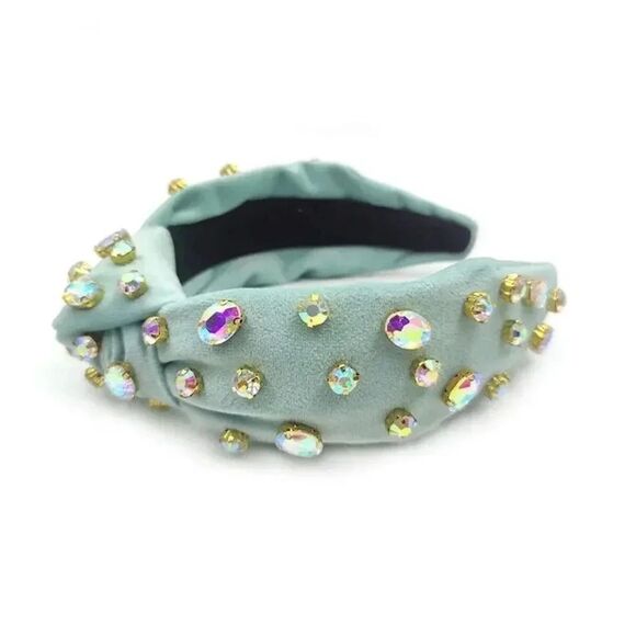 Luxury Knotted AB Crystal Headband in Baby Blue - Picture 6 of 6